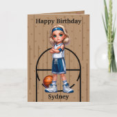 おもしろいブロンドガールズバスケットボールワードサーチ誕生日 カード (正面)