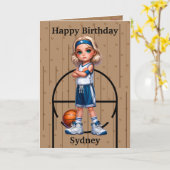 おもしろいブロンドガールズバスケットボールワードサーチ誕生日 カード (黄色い花)