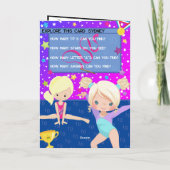 おもしろいブロンド女体操カラーリングページ誕生日 カード (裏面)