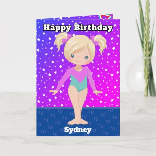 おもしろいブロンド女体操カラーリングページ誕生日 カード (正面)