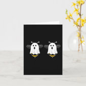 おもしろいブービーカップル女性のためのハロウィーンの衣装 カード (黄色い花)