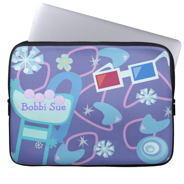 おもしろいブーメラング3-D仕様50年代レトロパターン ラップトップスリーブ (正面)