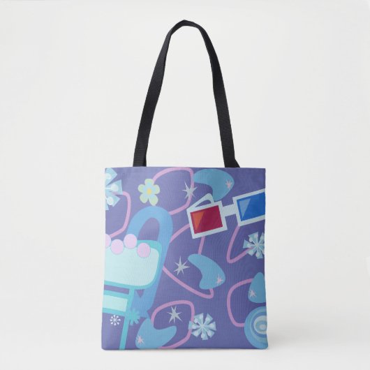 おもしろいブーメランズ3-Dグラスフィフティーズレトロパターン トートバッグ (正面)