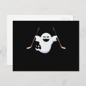 おもしろいブー ハロウィン 長袖 アイスホッケー シーズンポストカード (正面/裏面)
