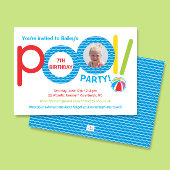 おもしろいプカラフルールパーティーキッズフォトバースデーパーティー 招待状