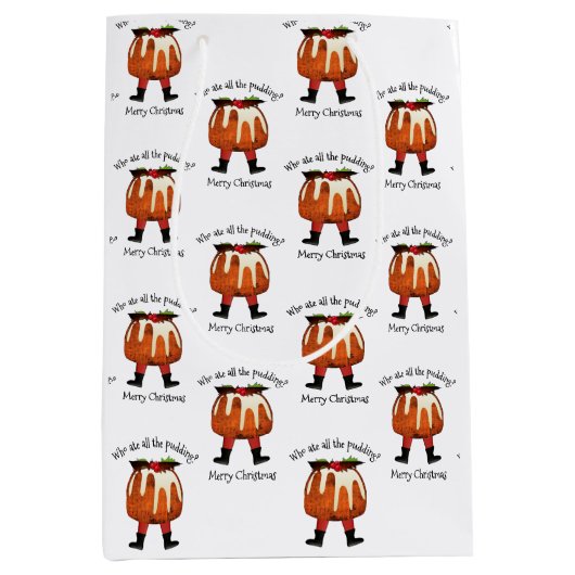 おもしろいプリンパーソナライズされたグメリークリスマス ミディアムペーパーバッグ (正面)