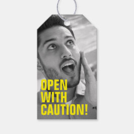 おもしろいプレゼントラベルと白黒顔写真 ギフトタグ