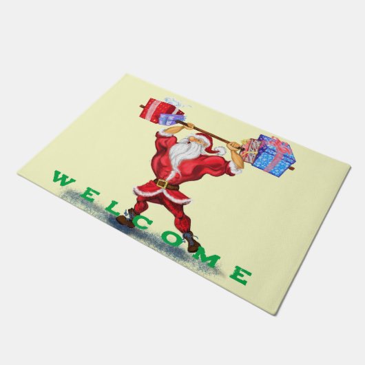 おもしろいプレゼント付きクリスマス ドアマット (アングル)