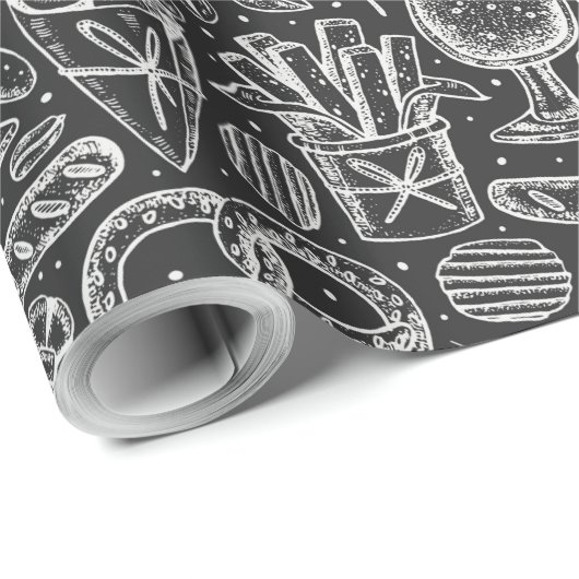 おもしろいプレッツェル、チキンウイング&ビアパターン ラッピングペーパー (ロールコーナー)