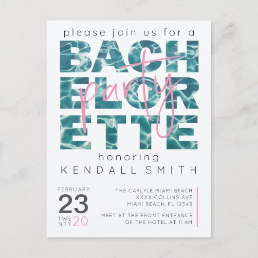 おもしろいプールと熱帯テーマバチェロレッテ ポストカード (正面)