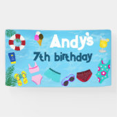 おもしろいプールバースデーパーティーデコール 横断幕 (横)