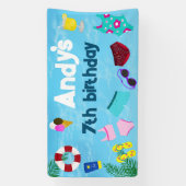 おもしろいプールバースデーパーティーデコール 横断幕 (縦)