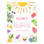 おもしろいプールパーティーのウェルカムサイン フォトプリント            (正面)