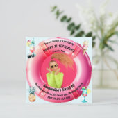 おもしろいプールパーティーカクテルパイナップルスウィート16写真 招待状 (スタンド正面)