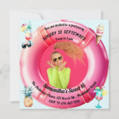 おもしろいプールパーティーカクテルパイナップルスウィート16写真 招待状 (正面)