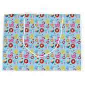 おもしろいプールパーティースイミングパターン ラージペーパーバッグ (正面)