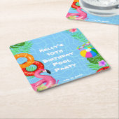 おもしろいプールパーティースイミング誕生日 スクエアペーパーコースター (アングル)