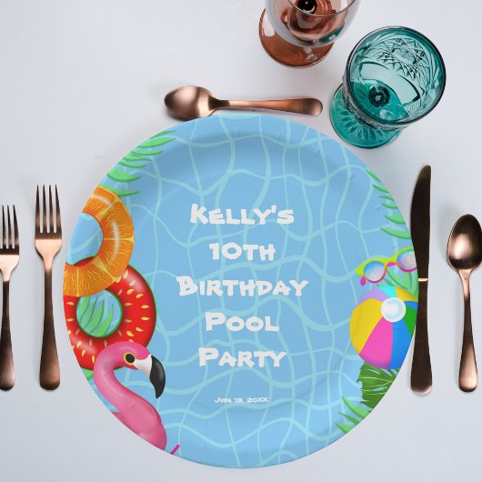 おもしろいプールパーティースイミング誕生日 ペーパープレート