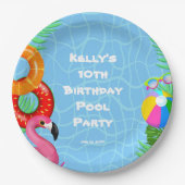 おもしろいプールパーティースイミング誕生日 ペーパープレート (正面)
