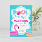 おもしろいプールパーティー拡張可能誕生日招待状 招待状 (スタンド正面)