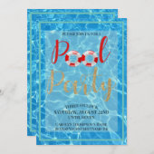 おもしろいプールパーティー水テーマ 招待状 (正面/裏面)