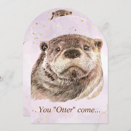 おもしろいプールパーティー誕生日キュートーター招待状 招待状 (正面/裏面)