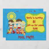おもしろいプールパーティー 招待状 (正面/裏面)