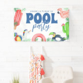 おもしろいプールパーティー |誕生日バナー 横断幕 (インサイチュ)