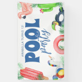 おもしろいプールパーティー |誕生日バナー 横断幕 (縦)