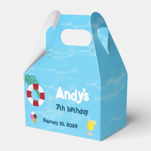 おもしろいプール誕生日パーティーの好意ボックス フェイバーボックス (正面サイド)