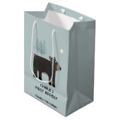 おもしろいベアパーソナライズされたエージ誕生日 ミディアムペーパーバッグ (正面アングル)