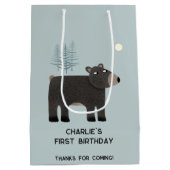 おもしろいベアパーソナライズされたエージ誕生日 ミディアムペーパーバッグ (裏面)