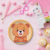 おもしろいベア顔サファリワイルドジャングルバースデーパーティー ペーパープレート (パーティー)