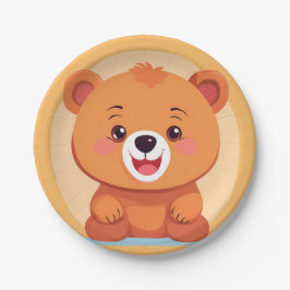 おもしろいベア顔サファリワイルドジャングルバースデーパーティー ペーパープレート