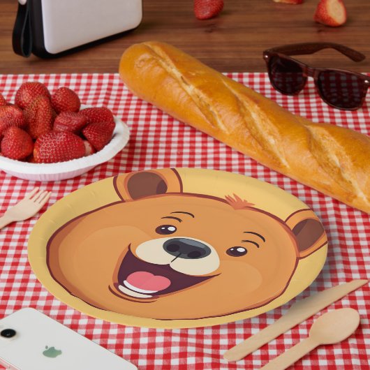 おもしろいベア顔サファリワイルドジャングルバースデーパーティー ペーパープレート (ピクニック)