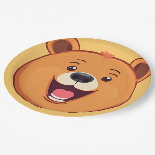 おもしろいベア顔サファリワイルドジャングルバースデーパーティー ペーパープレート (アングル)