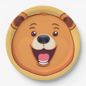 おもしろいベア顔サファリワイルドジャングルバースデーパーティー ペーパープレート (正面)