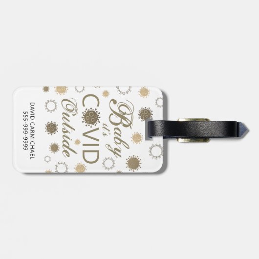おもしろいベビーのコーディ外タイポグラフィ金ゴールド ラゲッジタグ (裏面横)