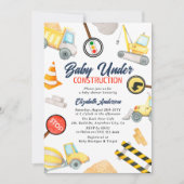 おもしろい'ベビーの下建築'かわいい男の子の赤ちゃんシャワー 招待状 (正面)