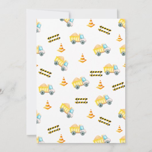 おもしろい'ベビーの下建築'かわいい男の子の赤ちゃんシャワー 招待状 (裏面)