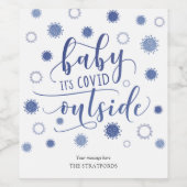 おもしろいベビーのCOVID外部タイポグラフィブルー名 ワインラベル (シングルラベル)