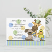 おもしろいベビーアニズボーイベビーシャワー招待状 招待状 (スタンド正面)