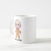 おもしろいベビーカスタム顔写真ジンジャーブレッドクリスマス コーヒーマグカップ (正面左)