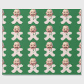 おもしろいベビーカスタム顔写真ジンジャーブレッドクリスマス ラッピングペーパー (フラット)