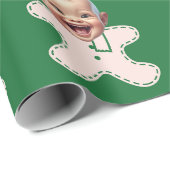 おもしろいベビーカスタム顔写真ジンジャーブレッドクリスマス ラッピングペーパー (ロールコーナー)