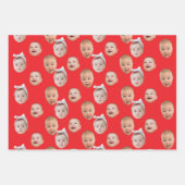 おもしろいベビーカスタム顔写真顔3写真ベビー ラッピングペーパーシート (正面3)