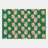 おもしろいベビーカスタム顔写真顔3写真ベビー ラッピングペーパーシート (正面2)