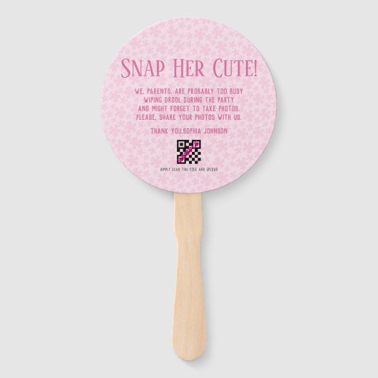 おもしろいベビーガールフォトコラージペルソナリズ ハンドファン (裏面)