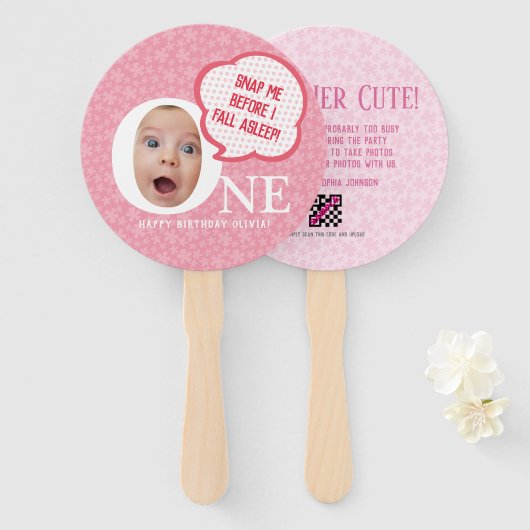 おもしろいベビーガールフォトコラージペルソナリズ ハンドファン (正面&裏面)