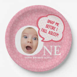 おもしろいベビーガールフォトコラージペルソナリズ ペーパープレート
